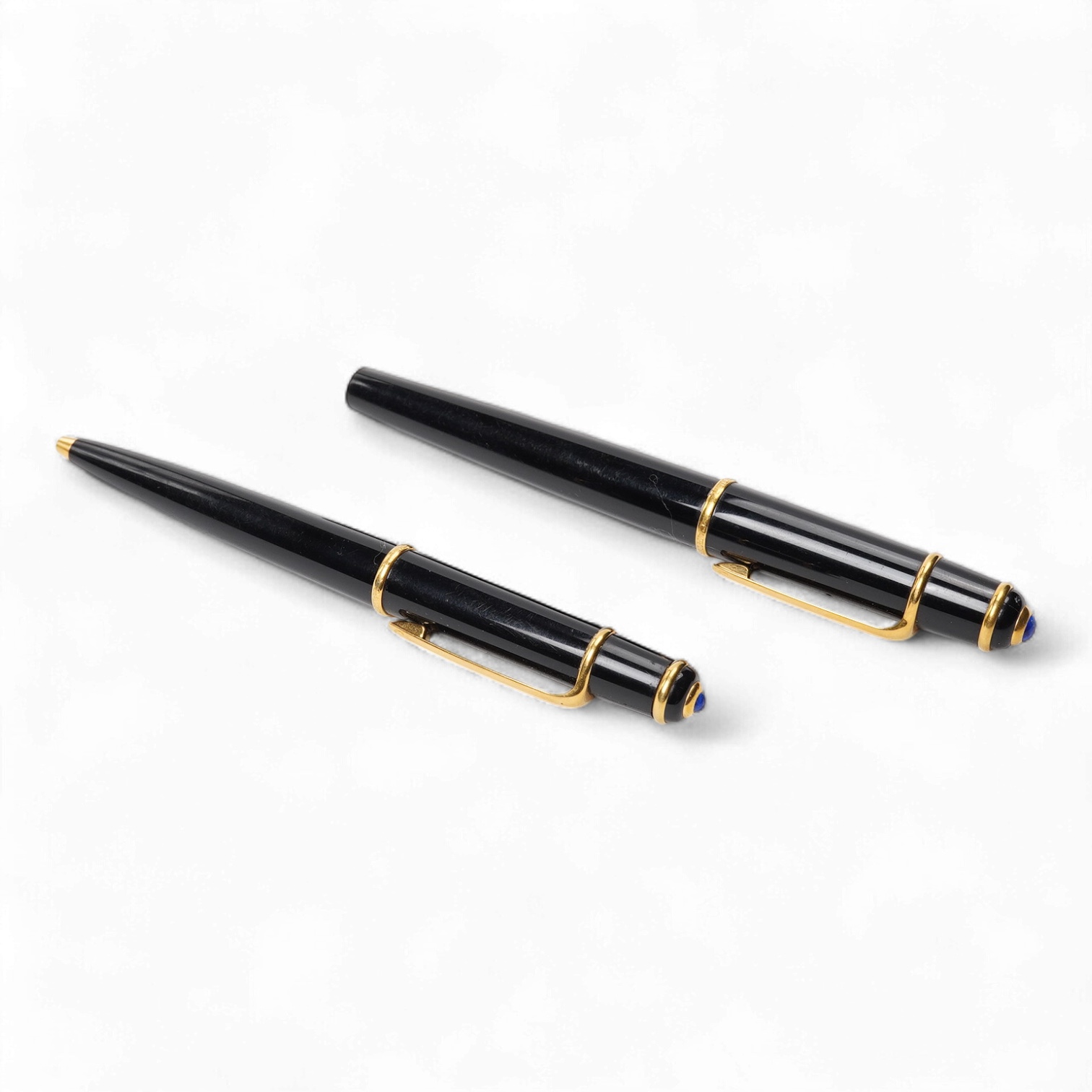 Cartier Diablo black fountain pen and matching ballpen
